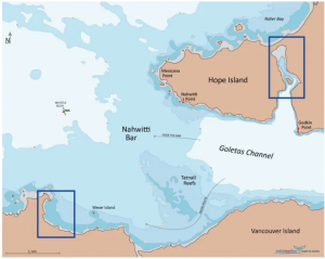 Picture of a Chartlet for the Nahwitti Bar from Salish Sea Pilot’s cruising guide to the West Coast of Vancouver Island.